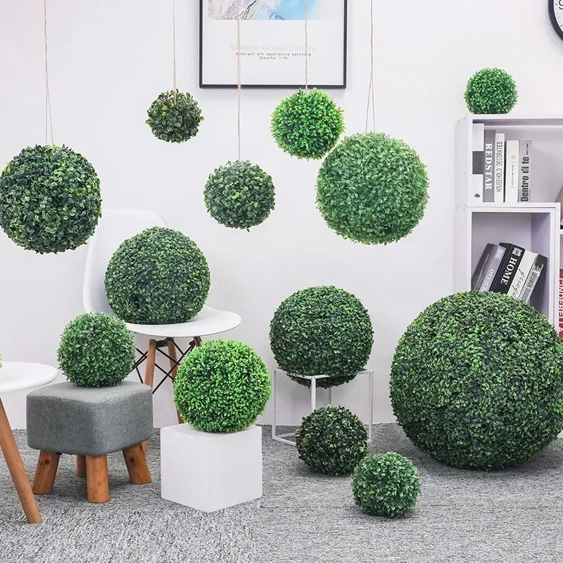 boule décorative en buis artificiel pour jardin mariage et décoration - vue 2 sur 7