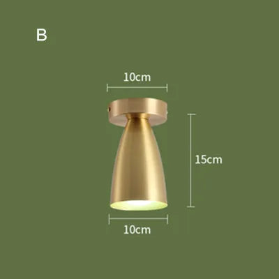 Balcony, American All Copper Ceiling, Small Ceiling Lamp, Nordic Modern Simple Cloakroom, Creative Porch, Entrance Hall Lamp - vue 8 sur 9