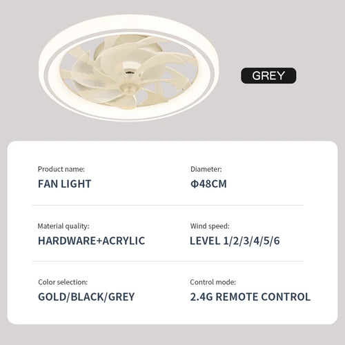 ventilateur intelligent avec lumières et télécommande décoratif - vue 9 sur 9