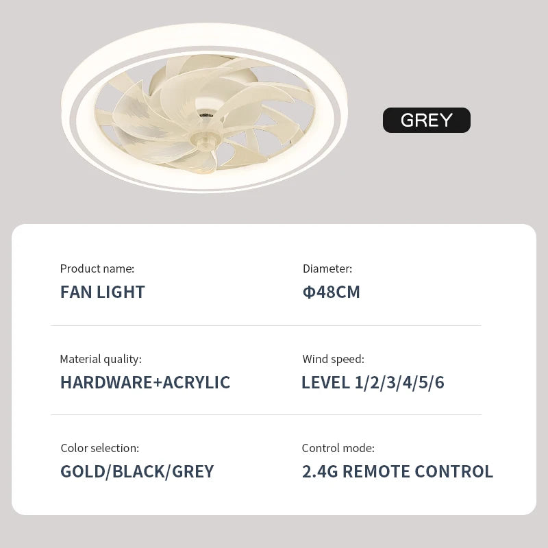 ventilateur intelligent avec lumières et télécommande décoratif - vue 8 sur 9