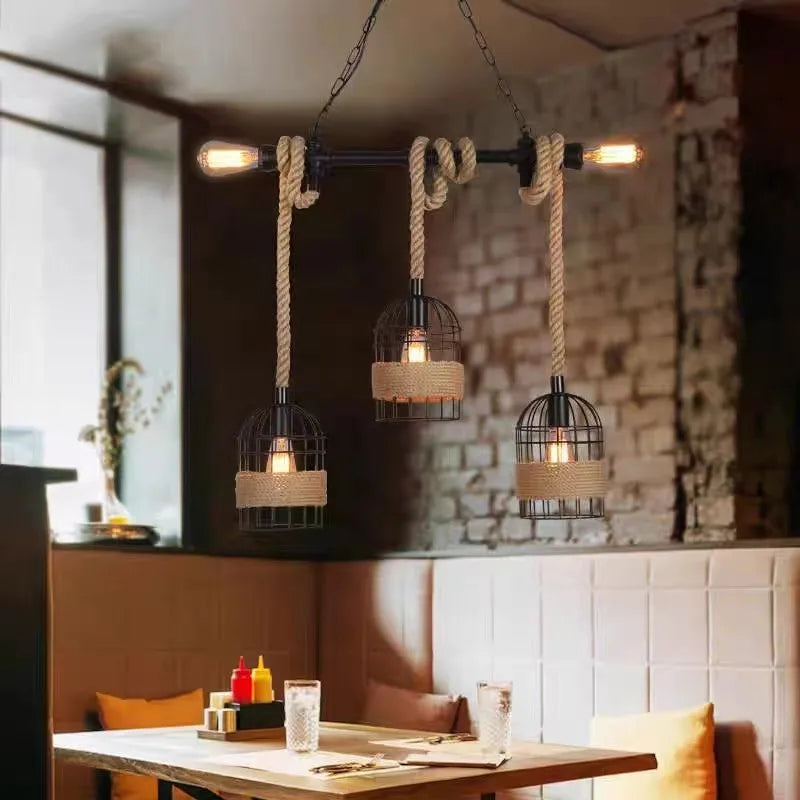 suspension industrielle en corde de chanvre pour décoration moderne - vue 4 sur 10