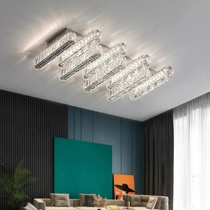 lustre led moderne en cristal avec intensité variable pour la maison - vue 5 sur 13