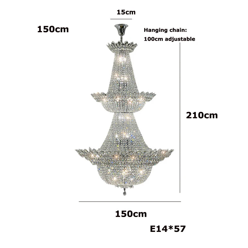 lustre led k9 cristal à intensité variable design moderne 2024 - vue 11 sur 16