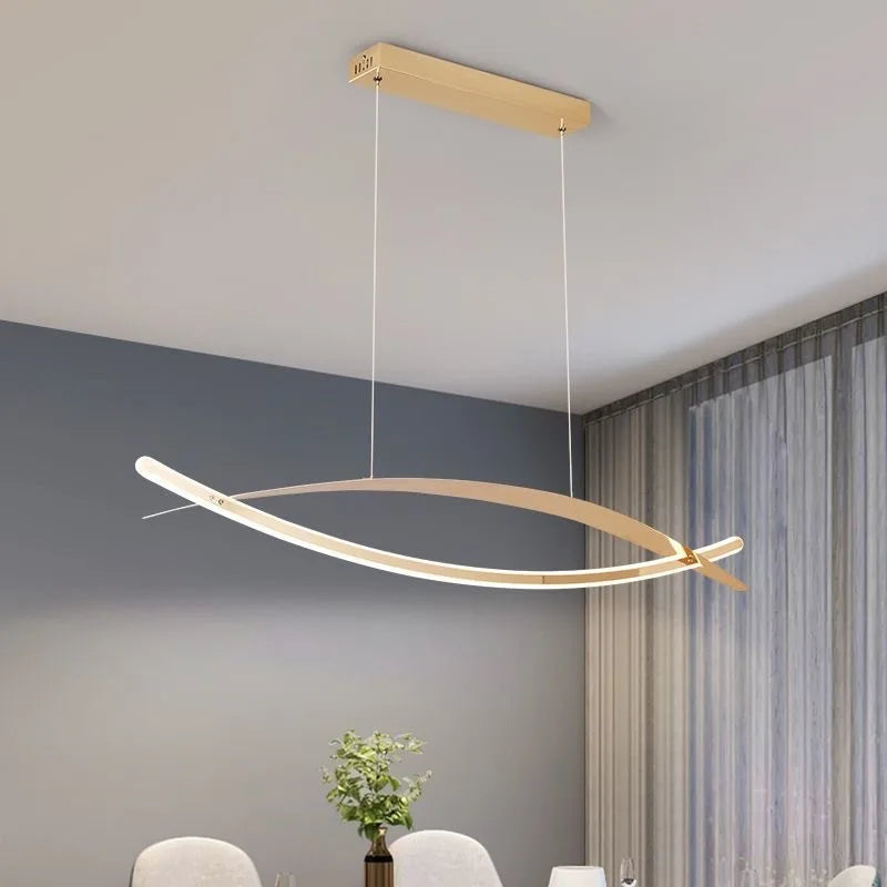 2023 Modern Led Simple Pendant Lamp Double Arc Creative Style Chandelier For Dining Room Living Room Deluxe Plating Color - vue 4 sur 6