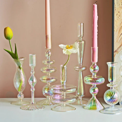 bougeoir en verre décoration nordique pour mariage et fleurs - vue 4 sur 22