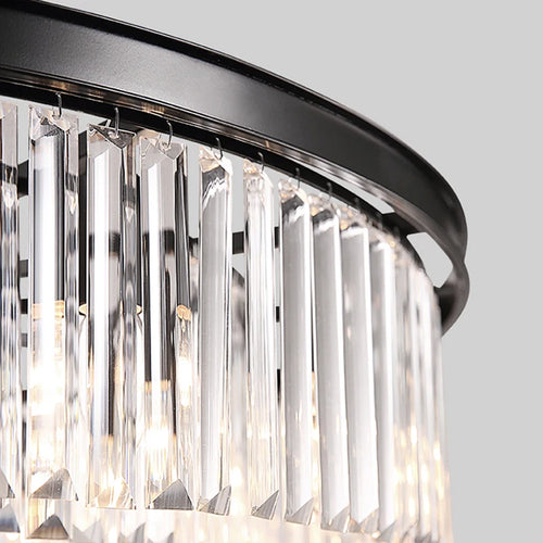 lustre rond en cristal de luxe avec lampes dorées - vue 5 sur 7