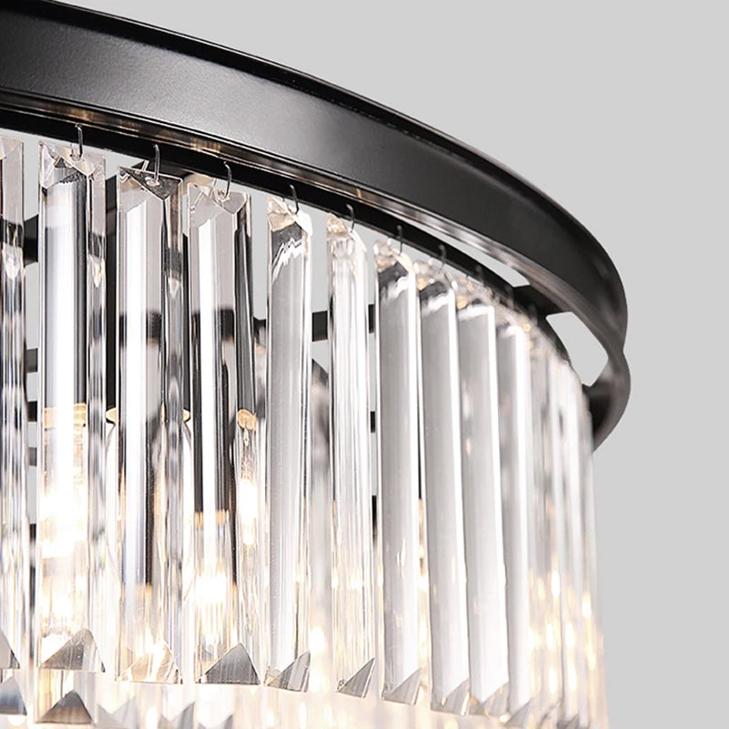 lustre rond en cristal de luxe avec lampes dorées - vue 5 sur 7