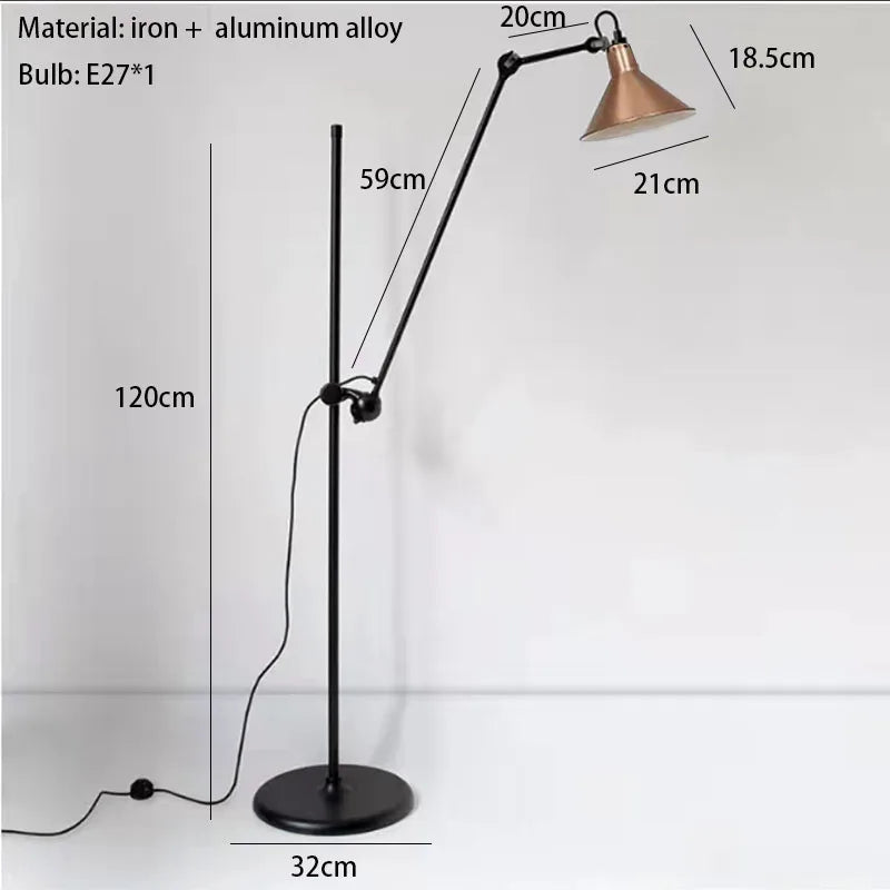 lampadaire vintage rotatif réglable pour éclairage intérieur décoratif