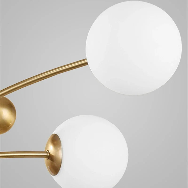 Nordic 5 Heads Copper Chandelier For Living Room Bedroom Hotel Rotatable Arms Milky White Lampshade G9 LED Lighting Fixtures - vue 5 sur 7