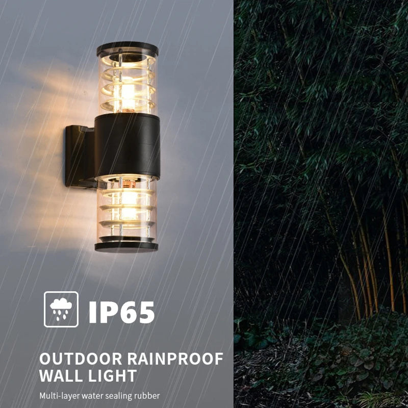 E27 LED applique extérieure capteur haut vers le bas verre aluminium étanche jardin lumière couloir rue extérieur applique murale 110V 220V - vue 3 sur 15