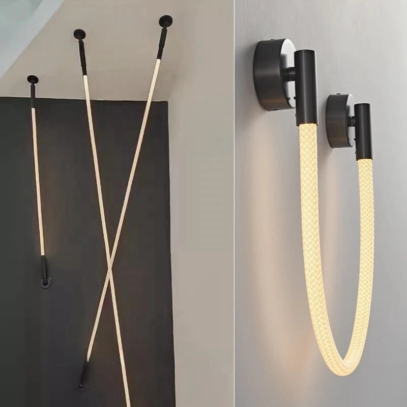 applique murale led minimaliste en silicone et fibre tissée - vue 1 sur 13