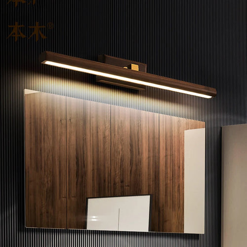 miroir de luxe en noyer led rotatif à 360° applique murale - vue 2 sur 6