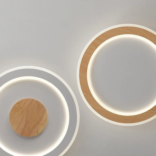 plafonnier led ultra-mince en bois massif design nordique moderne - vue 4 sur 12