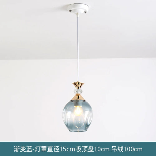 lustre suspendu en verre teinté pour décoration nordique de restaurant - vue 8 sur 12