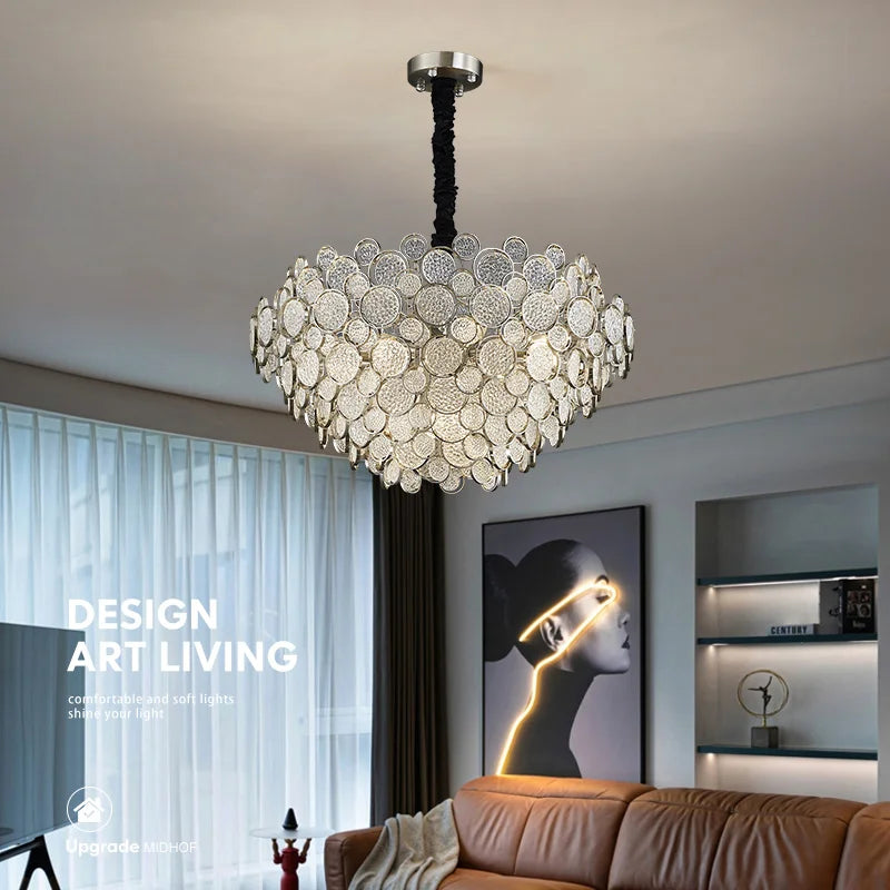 2023 Light Luxury LED Ceiling Chandelier Trend Villa Living Dining Room Pendant Lamp Modern Lustre Bedroom Hanging Light Fixture - vue 5 sur 13