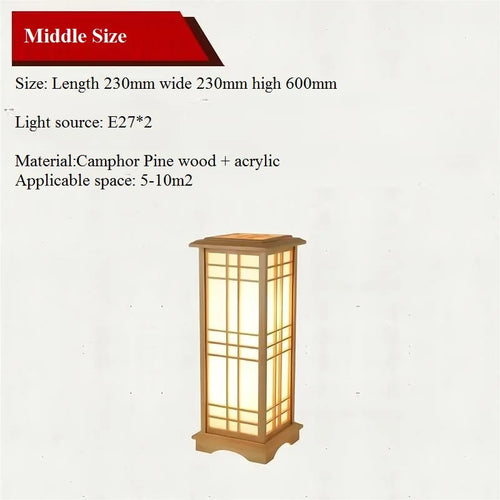 lampadaire japonais en bois massif pour intérieur lumineux - vue 9 sur 9