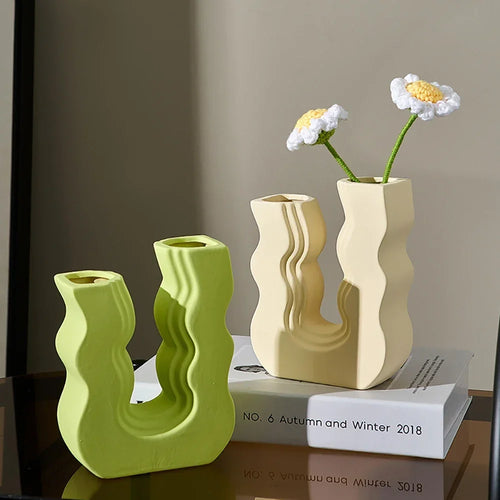 vase en céramique décoratif style morandi pour fleurs - vue 7 sur 11