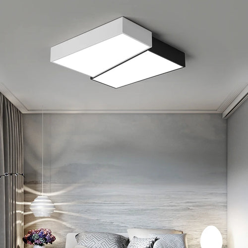 Plafonnier LED noir et blanc carré - vue 3 sur 8