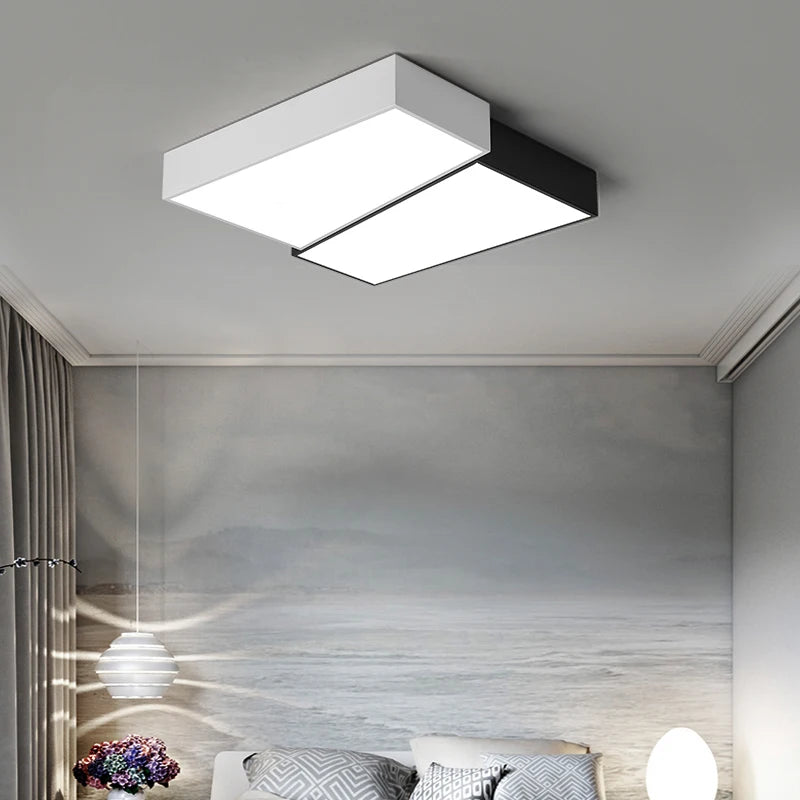 Plafonnier LED noir et blanc carré - vue 3 sur 8