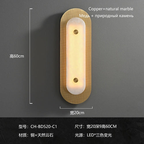 applique minimaliste en marbre et cuivre avec led - vue 9 sur 10