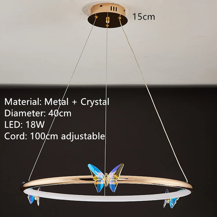 applique murale led papillon en cristal éclairage unique moderne - vue 8 sur 19