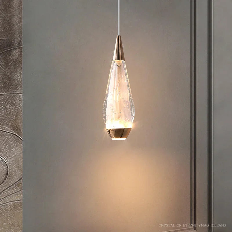 Lamp Modern 3-Lights Kitchen Island Pendant Lighting, Mini LED Light Fixtures Gold Crystal Hanging Light Fixture For Bedside R - vue 6 sur 9