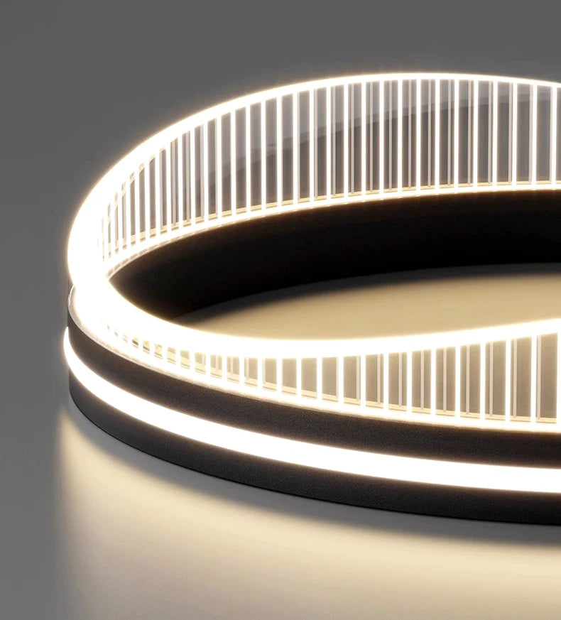 lustre led moderne rond noir intérieur pour éclairage salon - vue 6 sur 7