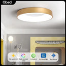 plafonnier led macaron moderne circulaire grain de bois réglable
