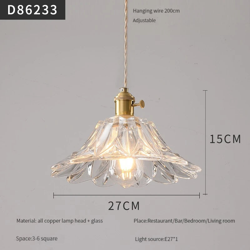 suspension moderne en laiton avec abat-jour rustique en verre de noyer - vue 21 sur 30