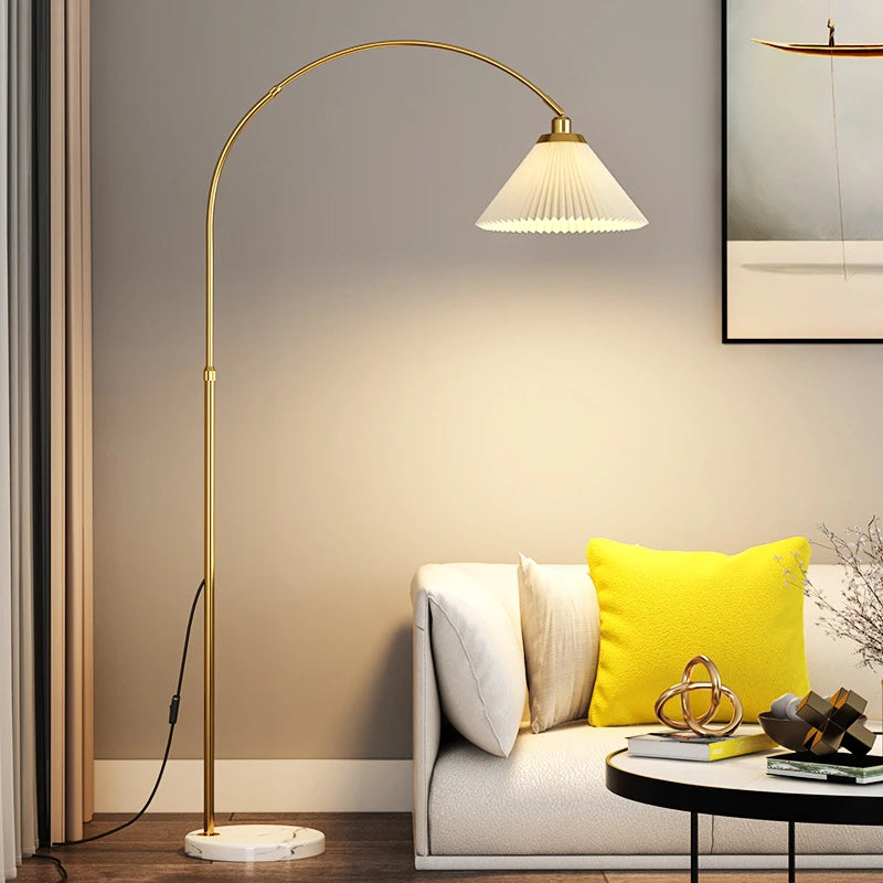Lampadaire LED moderne Simple Base en marbre métal debout lumière chambre salon décoration coin lampadaire - vue 8 sur 12
