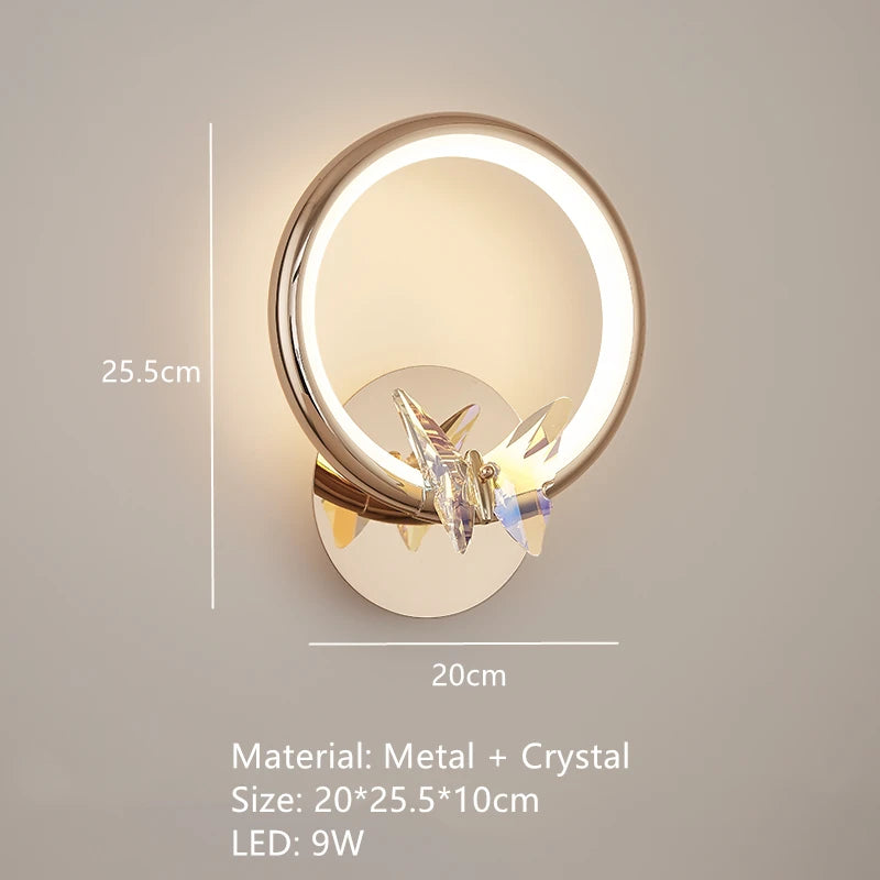 applique murale led papillon en cristal design moderne - vue 7 sur 19