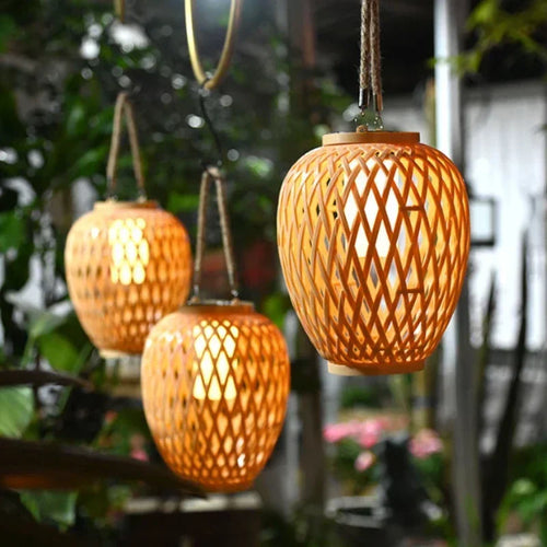 lampe extérieure solaire imitation bambou pour jardin décoratif - vue 4 sur 8