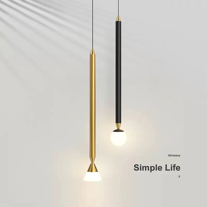 suspension créative simple avec long câble en verre et aluminium - vue 1 sur 10