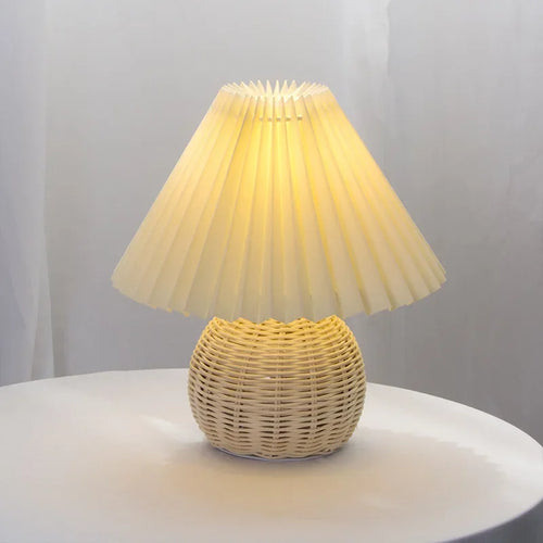 lampe à poser moderne en bois et rotin pour décoration intérieure - vue 2 sur 19