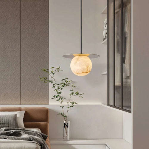 lustre nordique en marbre créatif design lumineux moderne - vue 6 sur 7