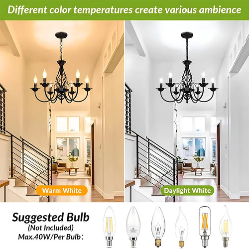 6-Light Farmhouse Candle Chandelier for Living Room, Rustic Industrial Pendant Ceiling Light fixture, Vintage Hanging Lamp for B - vue 5 sur 7