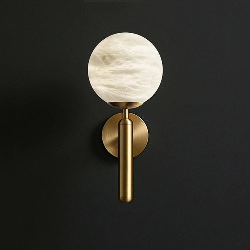 applique murale led créative boule laiton marbre style européen antique - vue 3 sur 6