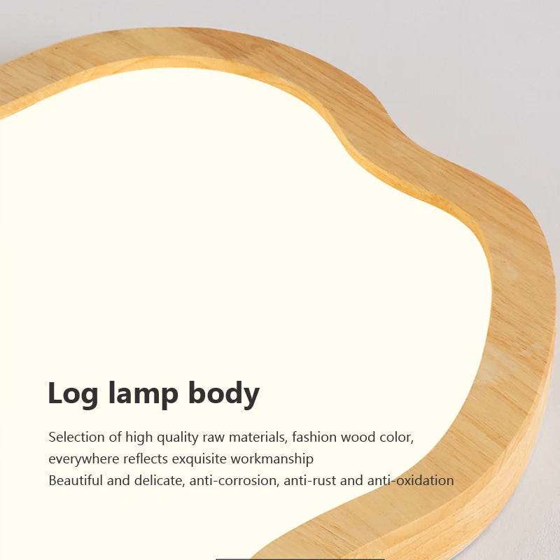 plafonnier led nordique en bois forme nuage éclairage décoratif moderne - vue 8 sur 8
