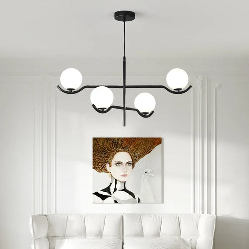 lustre design en verre et métal luminaires suspendus - vue 6 sur 9