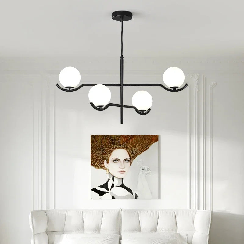 lustre design en verre et métal luminaires suspendus - vue 5 sur 9