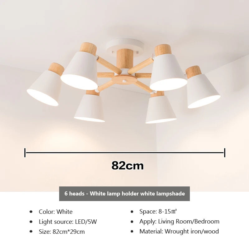 lustre nordique en bois massif éclairage moderne pour hôtel et restaurant - vue 19 sur 20