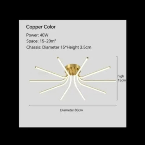 plafonnier led moderne en cuivre pour décoration artistique - vue 12 sur 18