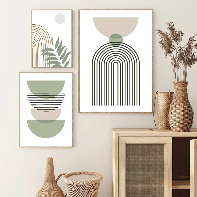 décoration murale abstraite avec feuilles géométriques boho moderne - vue 5 sur 7