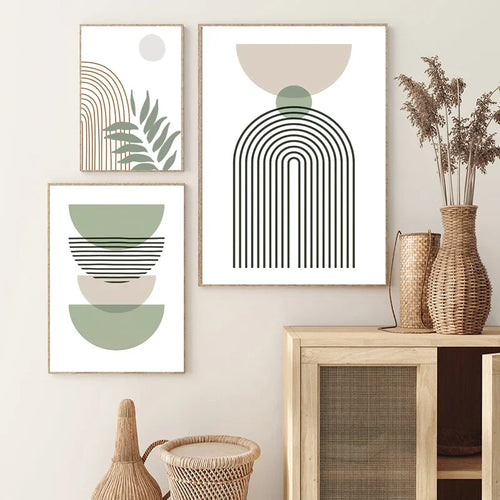 décoration murale abstraite boho avec feuilles géométriques modernes - vue 5 sur 7
