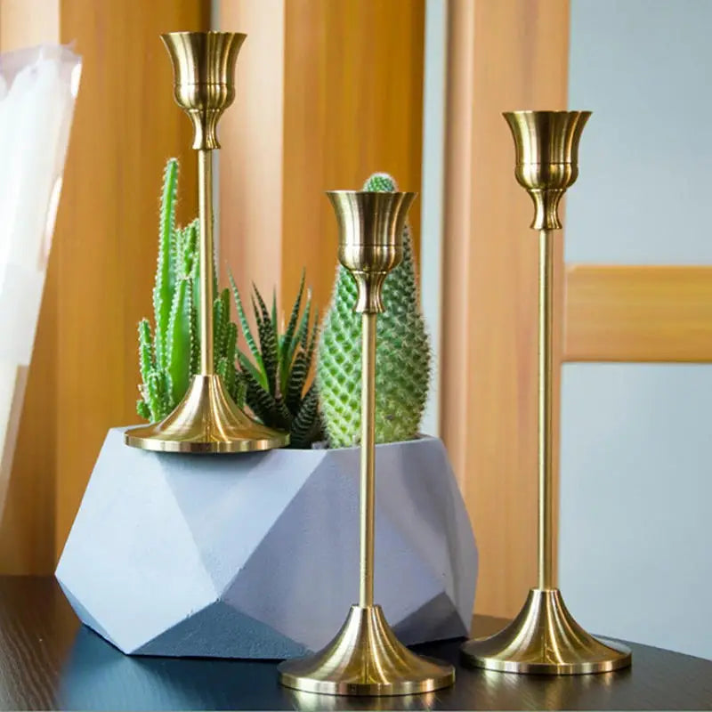kit de bougeoirs en laiton doré pour décorations festives - vue 3 sur 26