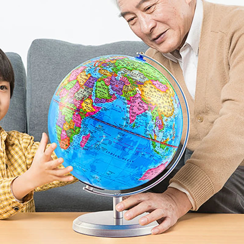 globe étudiant géographie avec lampe et base métallique pour bureau - vue 4 sur 14
