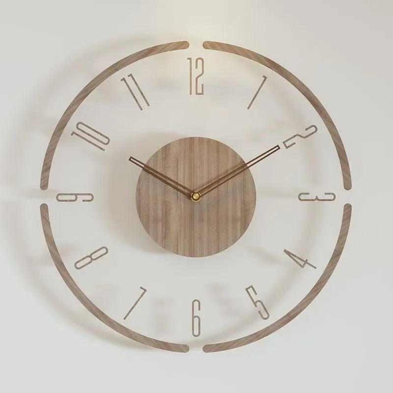 montre murale luxe en bois design moderne silencieuse quartz créative - vue 9 sur 11