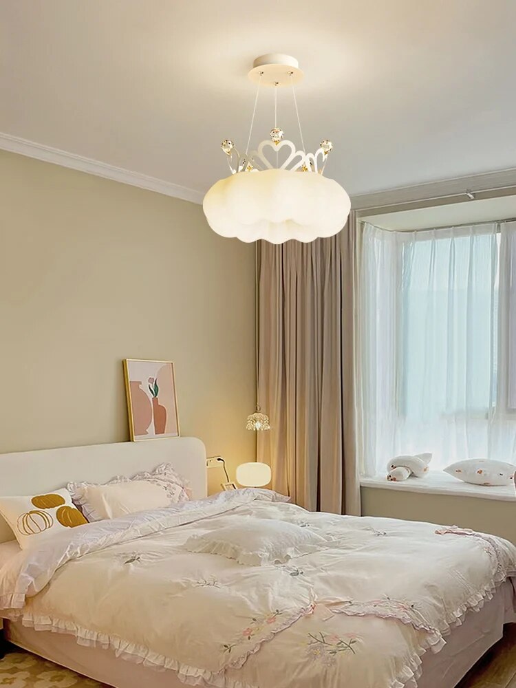 Lustre minimaliste moderne et simple vent crème - vue 3 sur 7
