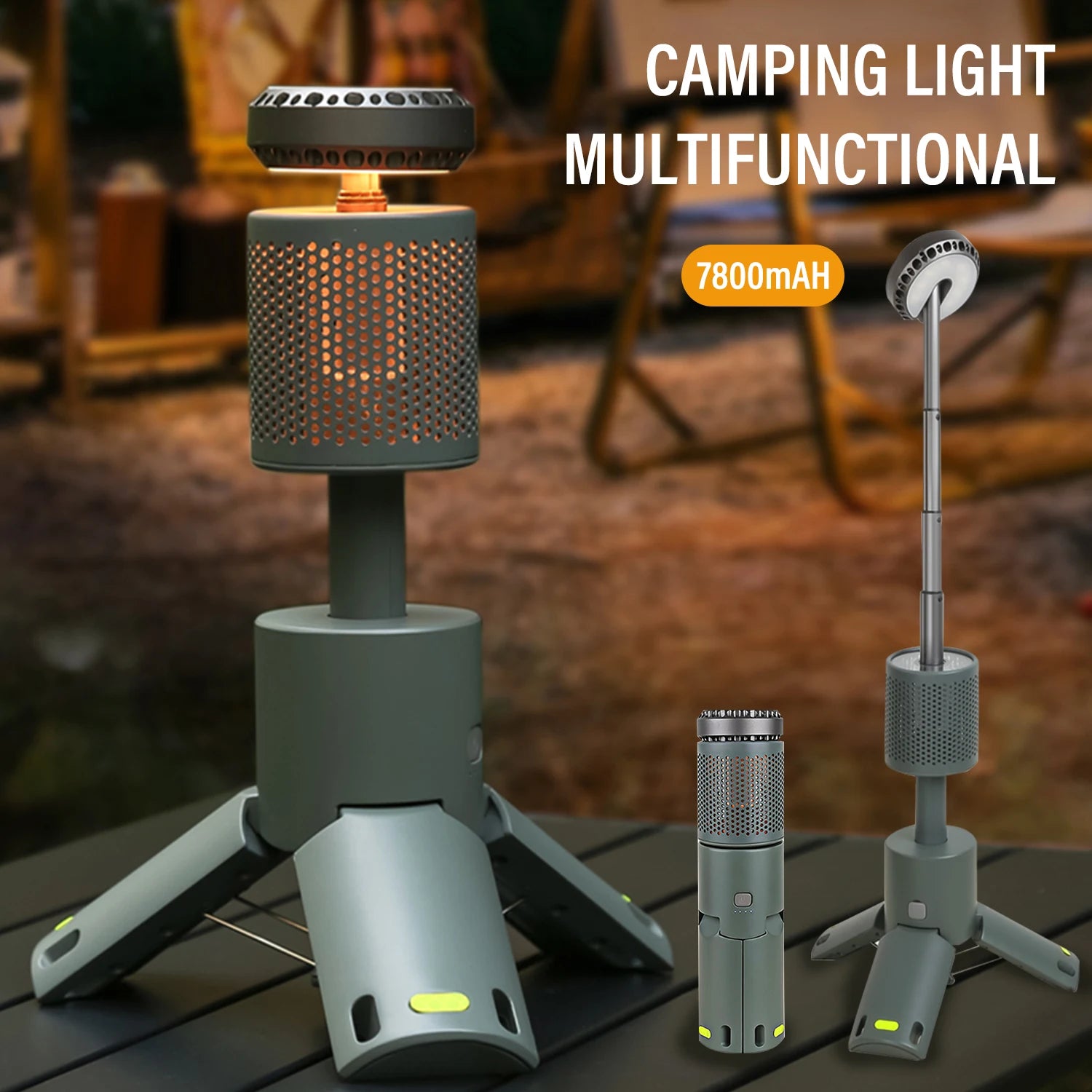 LED Outdoor Camping Lantern, UBS Rechargeable, Adjustable Color Temperature Outdoor Portable Lantern, IP65 Waterproof, Retractab - vue 1 sur 8