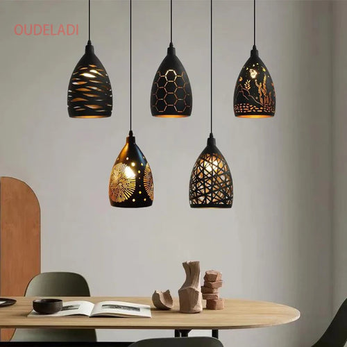 Moderne suspension LED lumières fer creux cage en métal suspension Luminaire salon restaurant boutique bar décor Luminaire - vue 2 sur 11